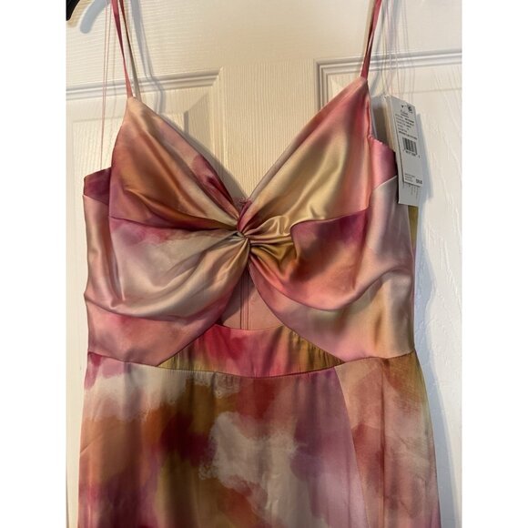 Aidan Mattox 10 Pink Floral Long Maxi Gown Dress Pockets Party Wedding NWT - Picture 8 of 13